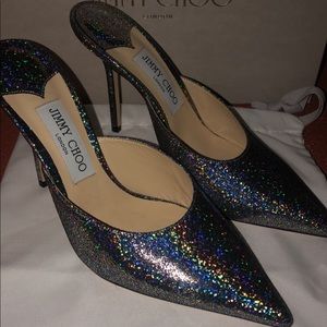 Jimmy choos RAV 64 holographic heels.